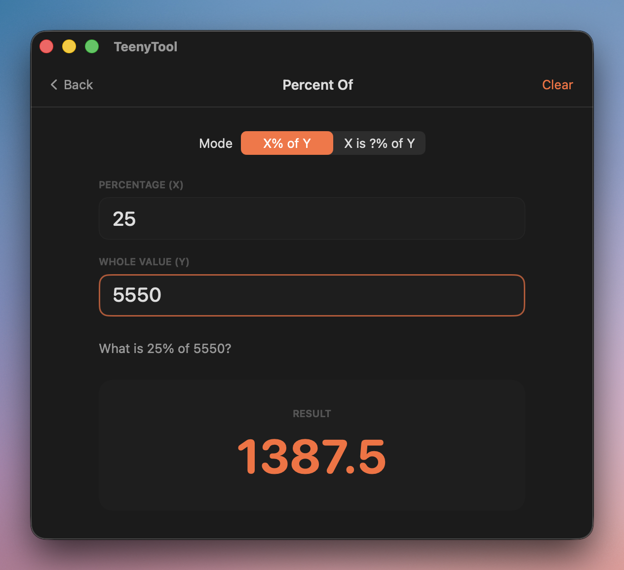 Percent Of Calculator